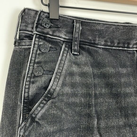 Express Women’s 8 Straight Ankle High Rise Black Jeans Side Button Closure - Picture 3 of 8